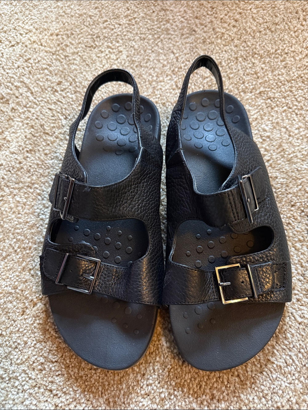Vionic Women’s Black Double-Buckle Slingback Sandals (10 Wide)
